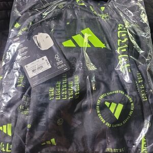 Adidas Black and Neon Green Backpack